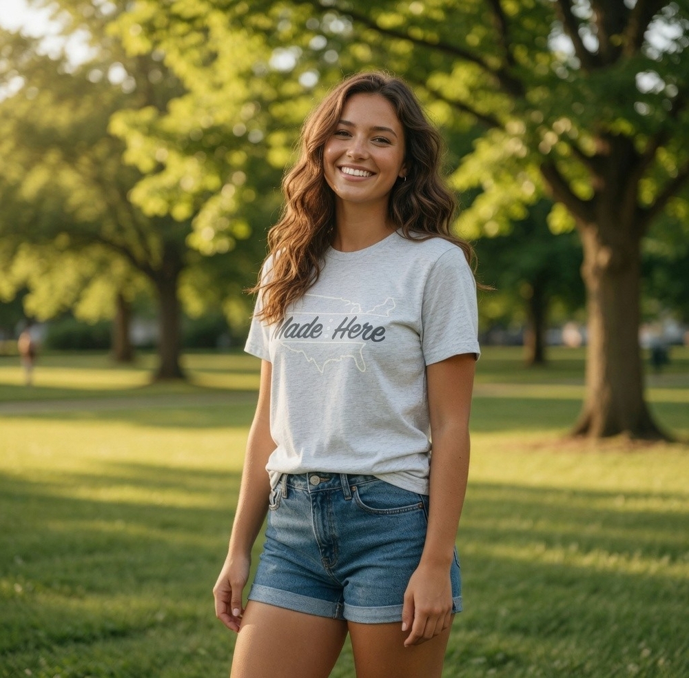 Made Here Cross Country Women's Heather Gray Tee XL Cotton USA Made New